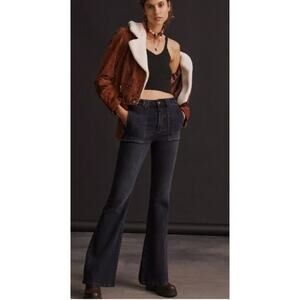 Anthropologie Pilcro The‎ Icon Wide Leg Flare Jeans Dark Wash Blue 32